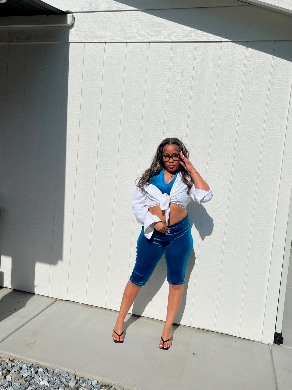 Sapphire Velvet Capri Set