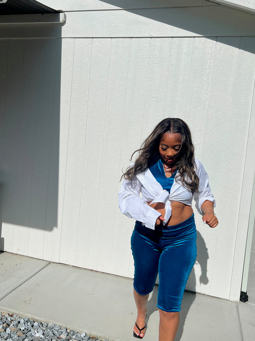 Sapphire Velvet Capri Set